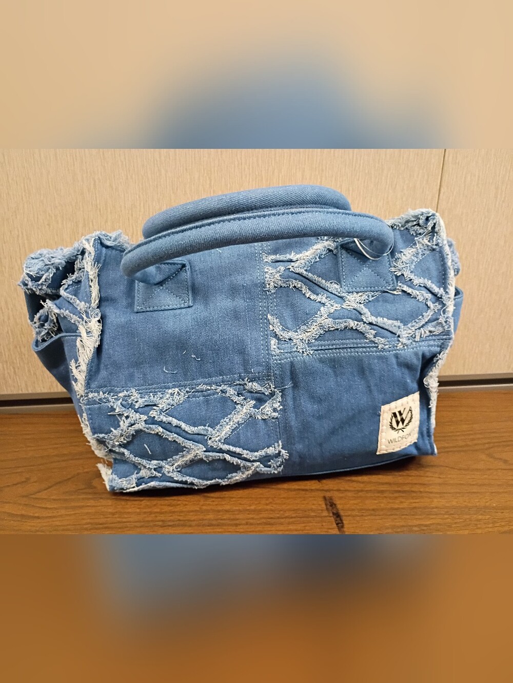 NWT Wildfox Frayed Blue Denim Tote